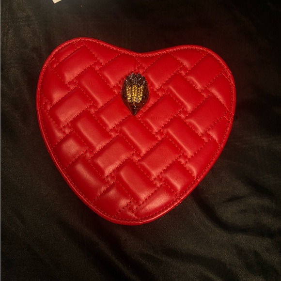Kurt Geiger Red Quilted Heart Clutch and Black Leather Wristlet - Picture 3 of 5